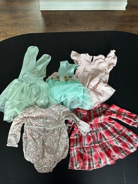 Girls Mixed Dress Lot - Mint, Pink & Red Plaid